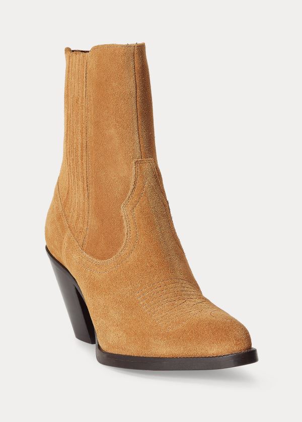 Women's Polo Ralph Lauren Lowrey Suede Cowboy Boots | 138297OQI